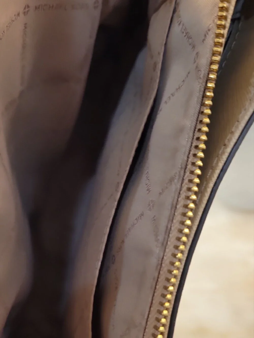 Michael Kors Taupe Saffiano Leather Satchel with Gold Hardware